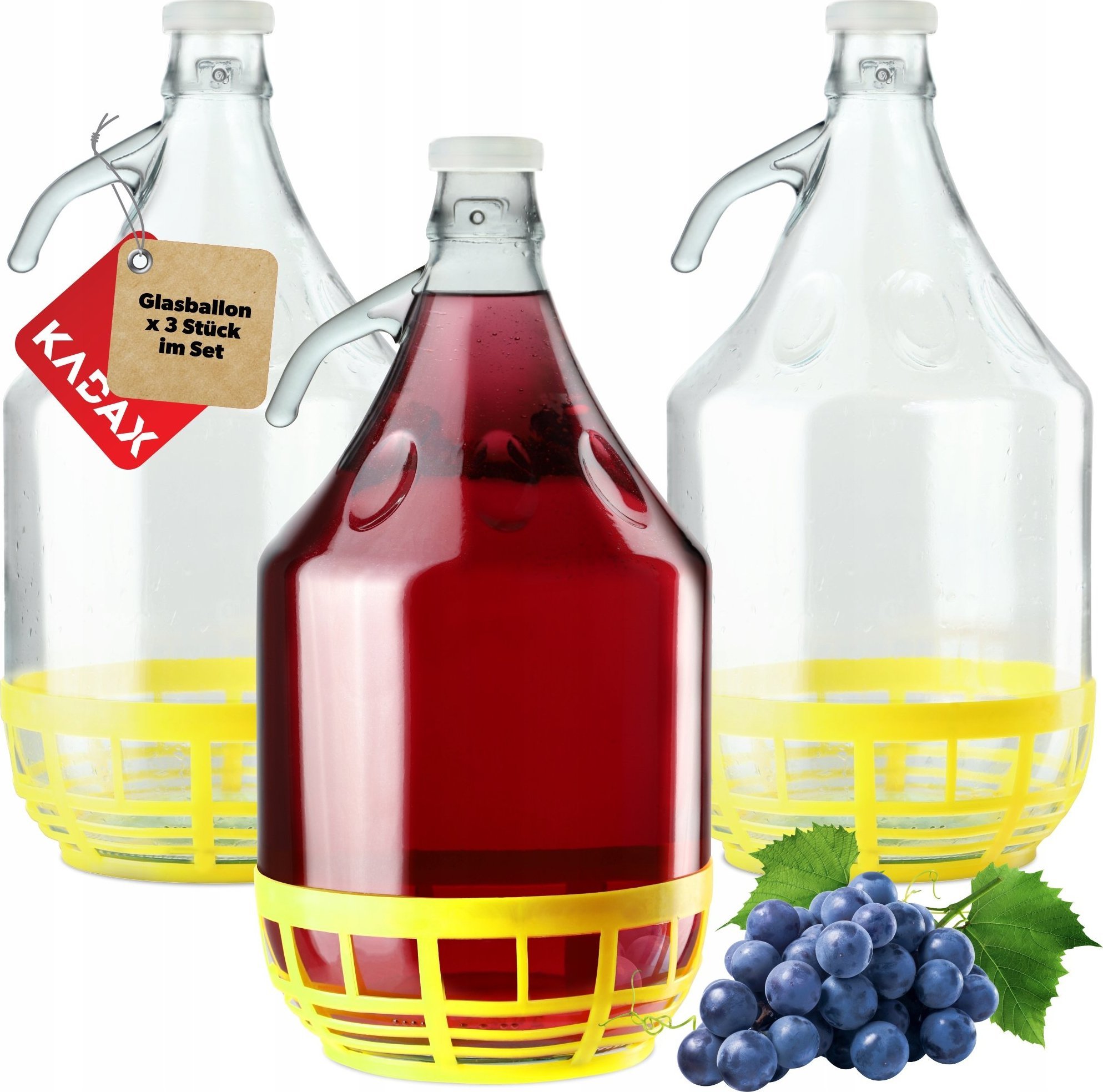 Kadax Gąsior Balon 5L Dama Butelka Na Wino W Koszu 3szt