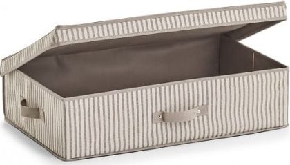 Zeller Pudełko do przechowywania z pokrywką "Stripes" , non-woven, beżowy