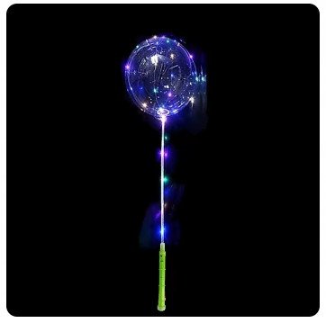 Balon okrągły Led 130cm na patyku - Zielona rączka