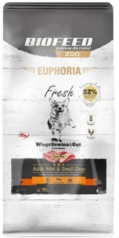 BIOFEED Euphoria Fresh Meat Adult Mini & Small Wieprzowina i Gęś 8kg