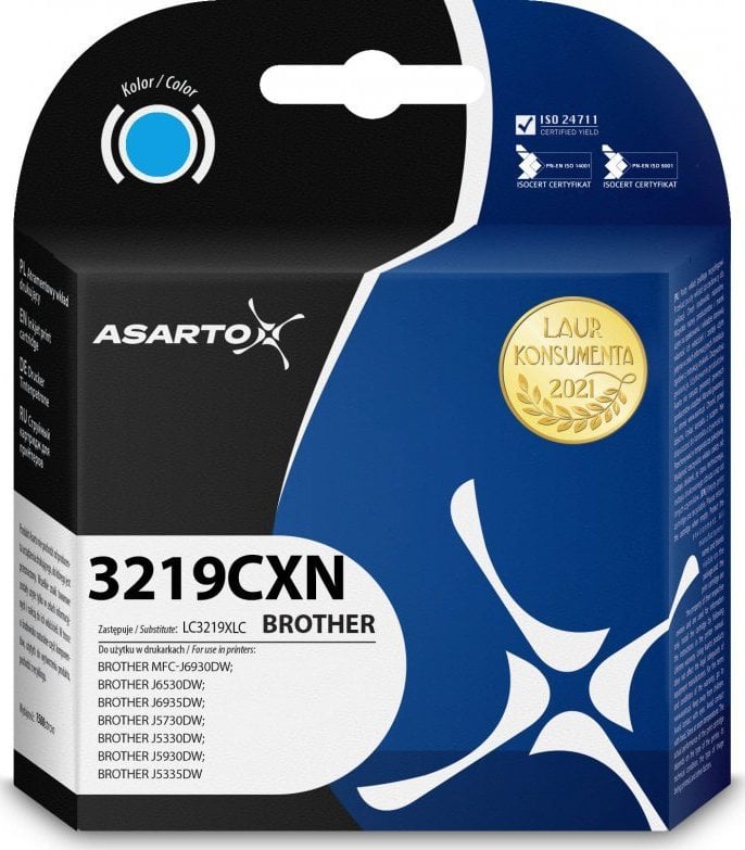 Tusz Asarto Tusz Asarto do Brother 3219CXN | LC3219XLC | 1500 str. | cyan