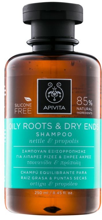 APIVITA_Oily Roots & Dry Ends Shampoo with Nettle & Propolis szampon regulujący przetłuszczanie u nasady i odżywiający suche końcówki z Pokrzy