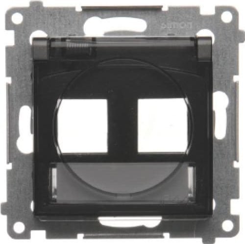 Kontakt-Simon Simon 54 Pokrywa gniazd teleinf. IP44 na Keystone pod z polem opis. Transp. czarny mat wym. uszczelka IP44 do ramki DKP2B.01/49A