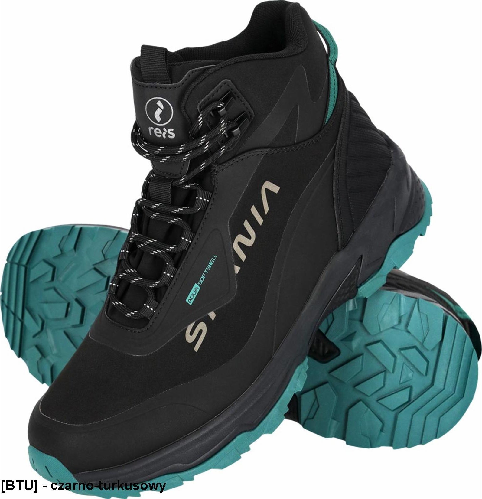 Buty trekkingowe męskie Reis BSPANIA - Buty SPANIA typu trzewik męskie lekkie oddychające wykonane z tkaniny softshell w połączeniu z PU oraz TPU - cz