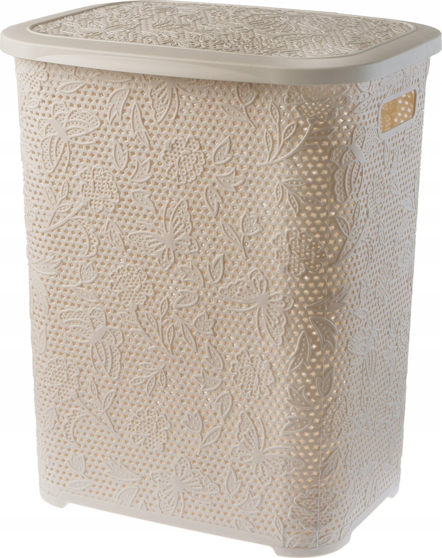 Kosz na pranie Kadax Kosz Na Pranie Z Pokrywą Do Łazienki 55L Kremowy