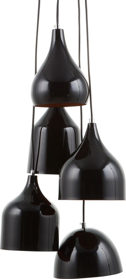 Lampa wisząca Beliani Lampa wisząca 5 kloszy metalowa czarna SAVIO