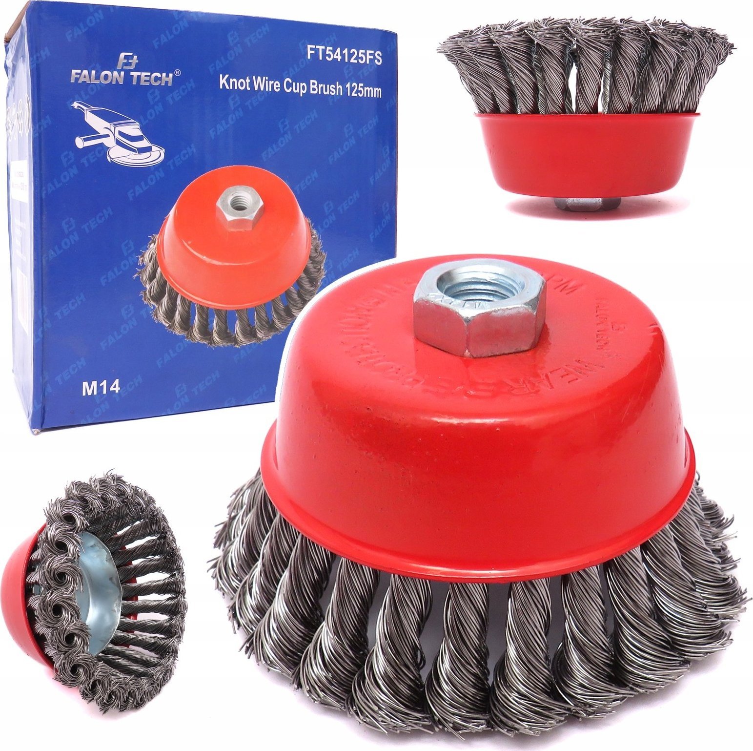 Falon-Tech Szczotka stalowa 125mm FT54125FS czyszczenia rdzy blatów metalu drewna farb