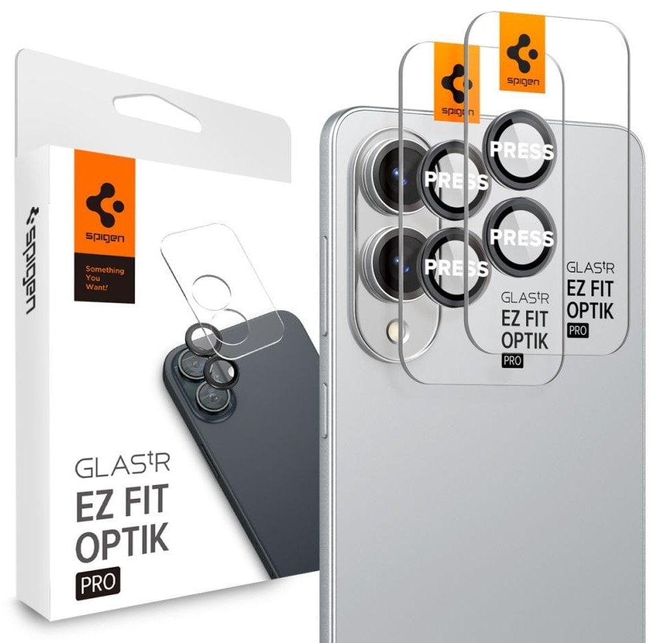 Spigen Optik Pro GLAS.TR EZ Fit Camera Protector 2-Pack - Szkło ochronne na obiektyw do Samsung Galaxy S25 Edge (2 szt)(Czarny)