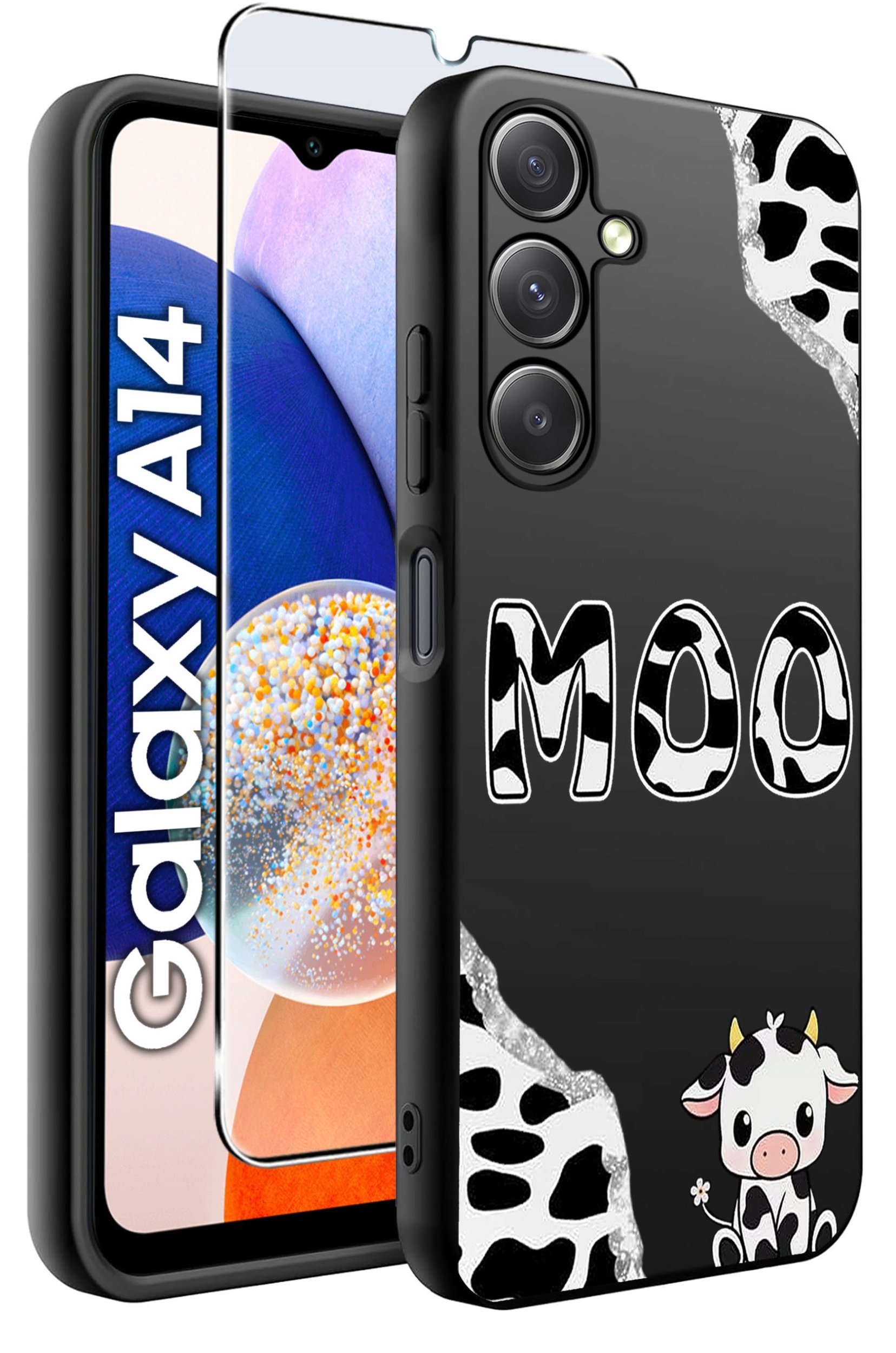 ETUI do Samsung A14 5G WZORY | SILIKONOWE MATT CASE + SZKŁO HARTOWANE 9H