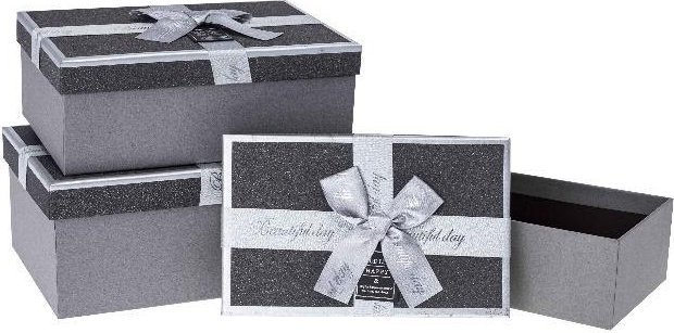 Rozette Pudełko prezentowe z kokardą 3szt srebrny