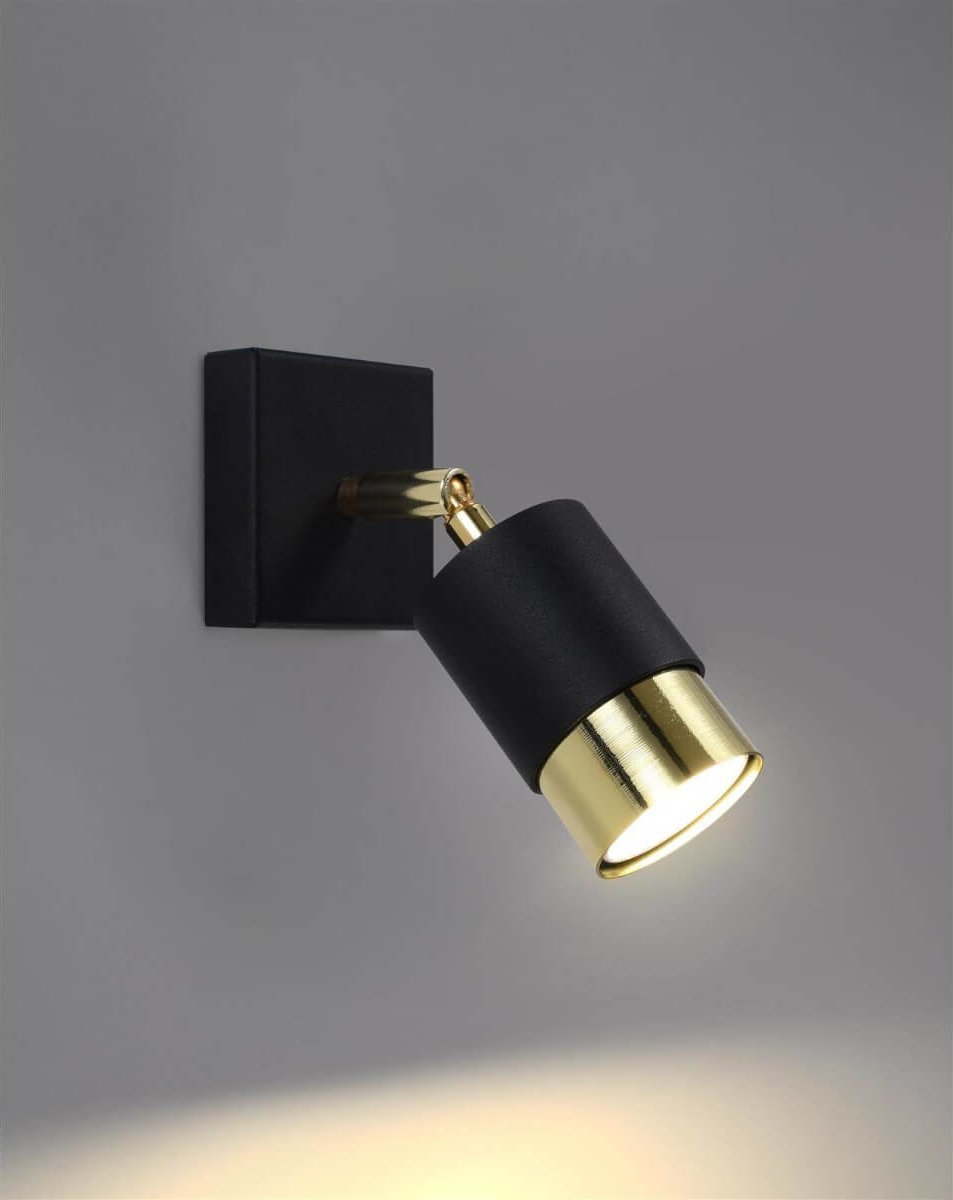 Kinkiet Sollux Sollux Nero SL.1069 kinkiet lampa ścienna 1X40W GU10 czarny/złoty