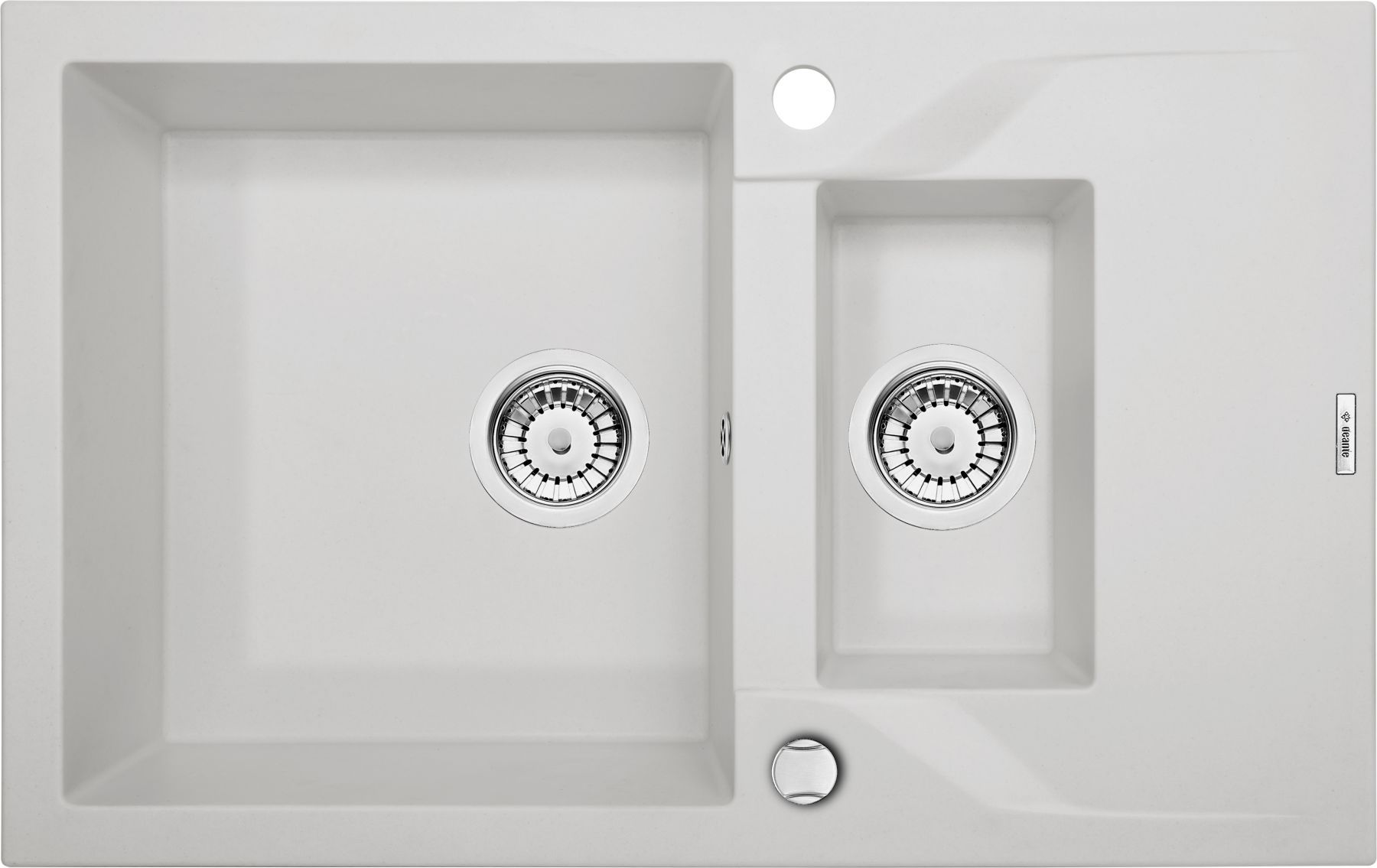 Zlewozmywak Deante 1,5-komorowy Andante z krótkim ociekaczem 49 x 78cm alabaster (ZQN_A513)