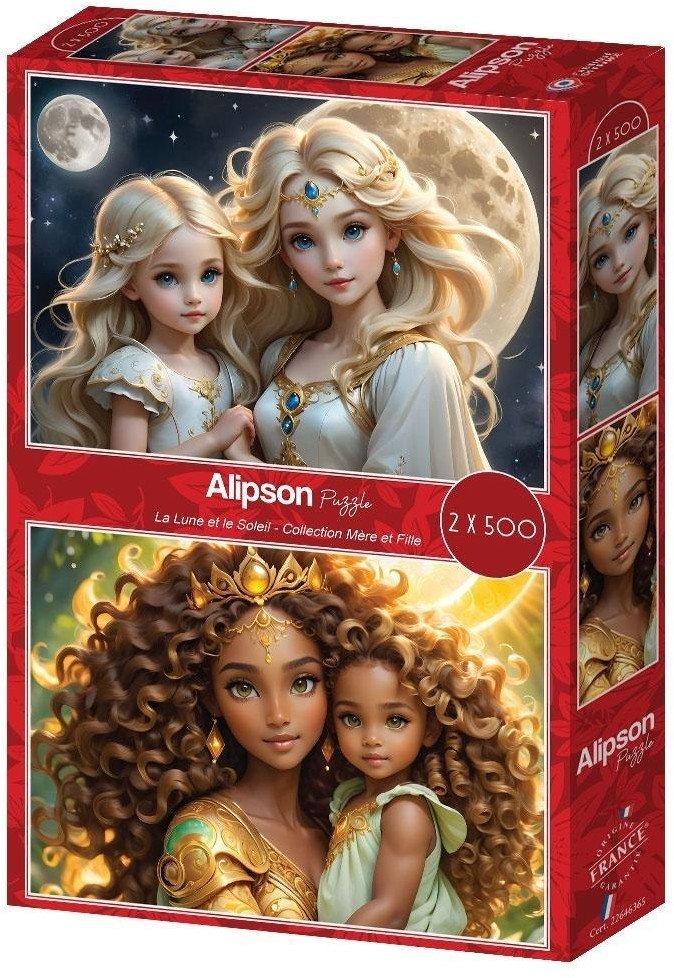 Puzzle 2x500 Matka i córka Księżyc i słońce