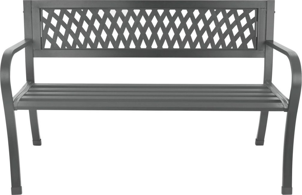 Ażurowa ławka ogrodowa z oparciem parkowa na taras balkon metalowa konstrukcja grafitowa