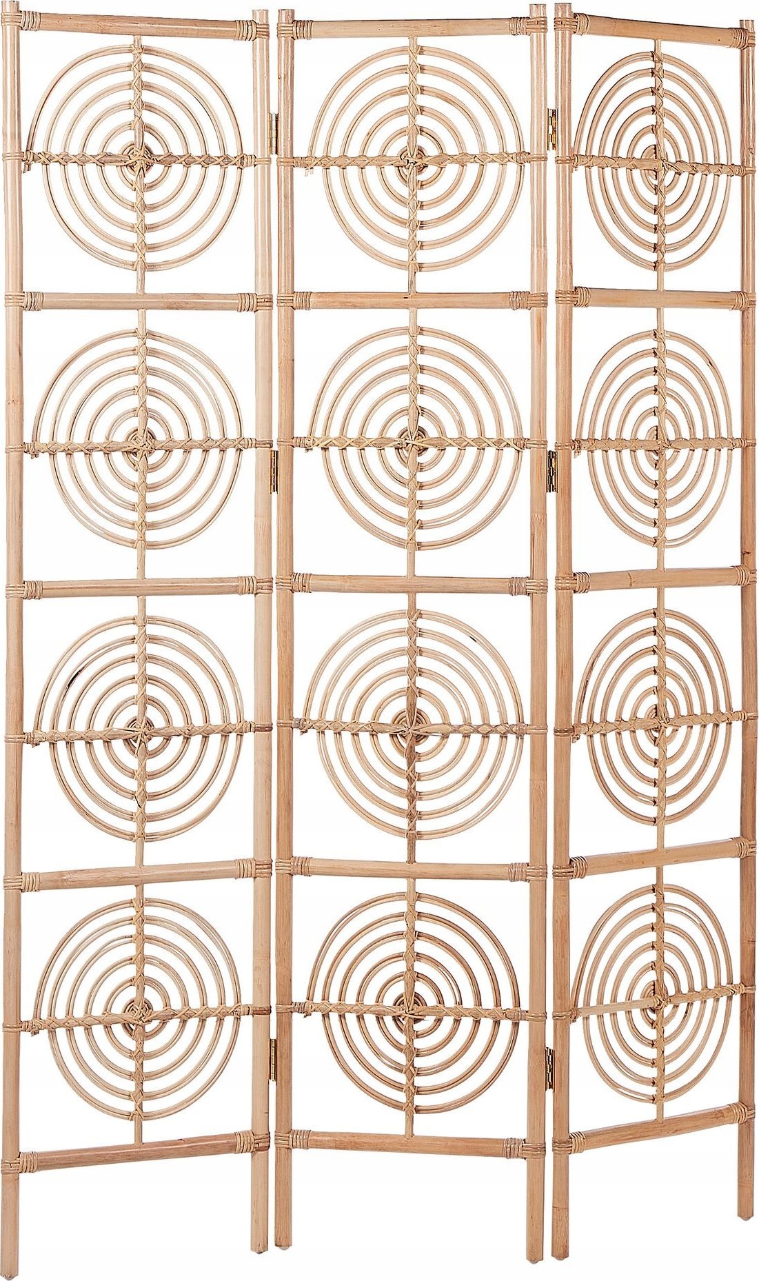 Beliani 3-panelowy składany parawan pokojowy rattanowy 117 x 180 cm naturaly ALTAMURA