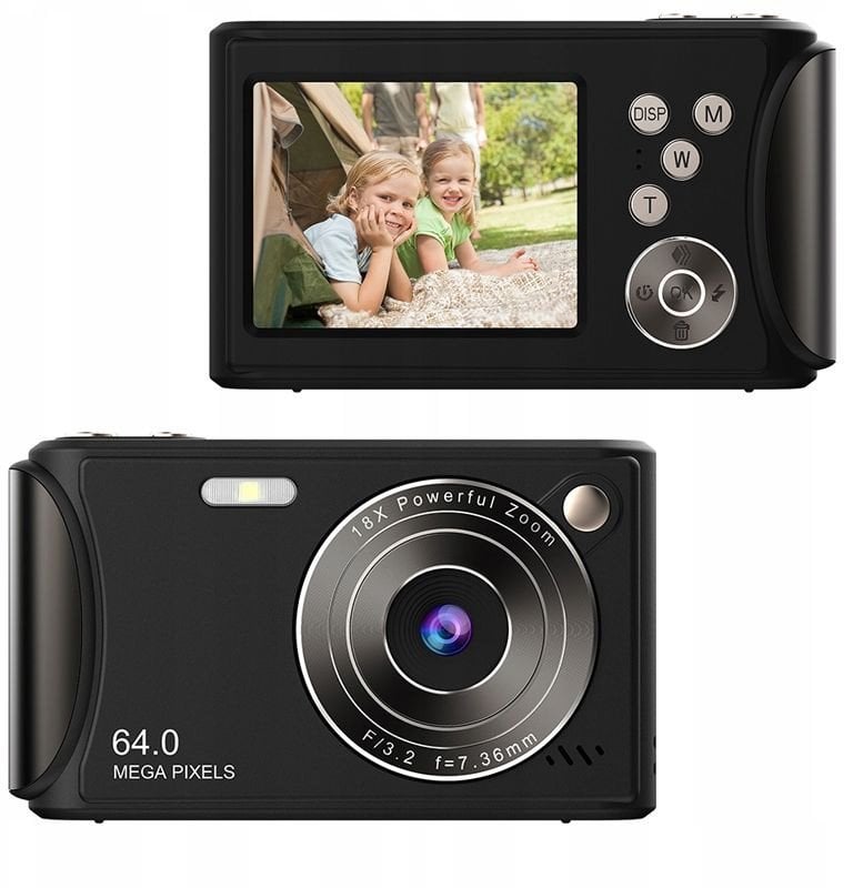 Aparat Cyfrowy Zdjęcia 64mp Filmy 4k / 30fps 18x Zoom Antishake / Xrec Q18 / Czarny