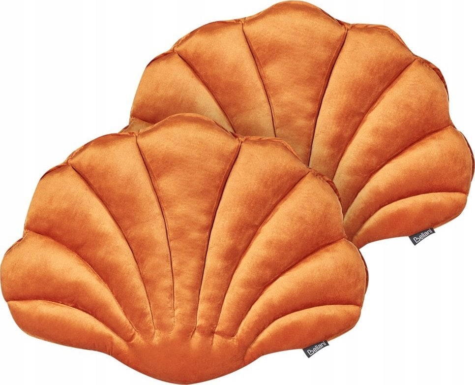 Beliani 2 poduszki dekoracyjne muszle welurowe 47 x 35 cm pomarańczowe CONSOLIDA