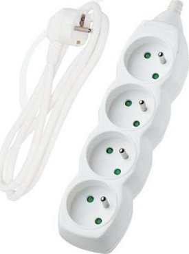 DPM Przedłużacz 4 gniazda, biały, 1,5 m