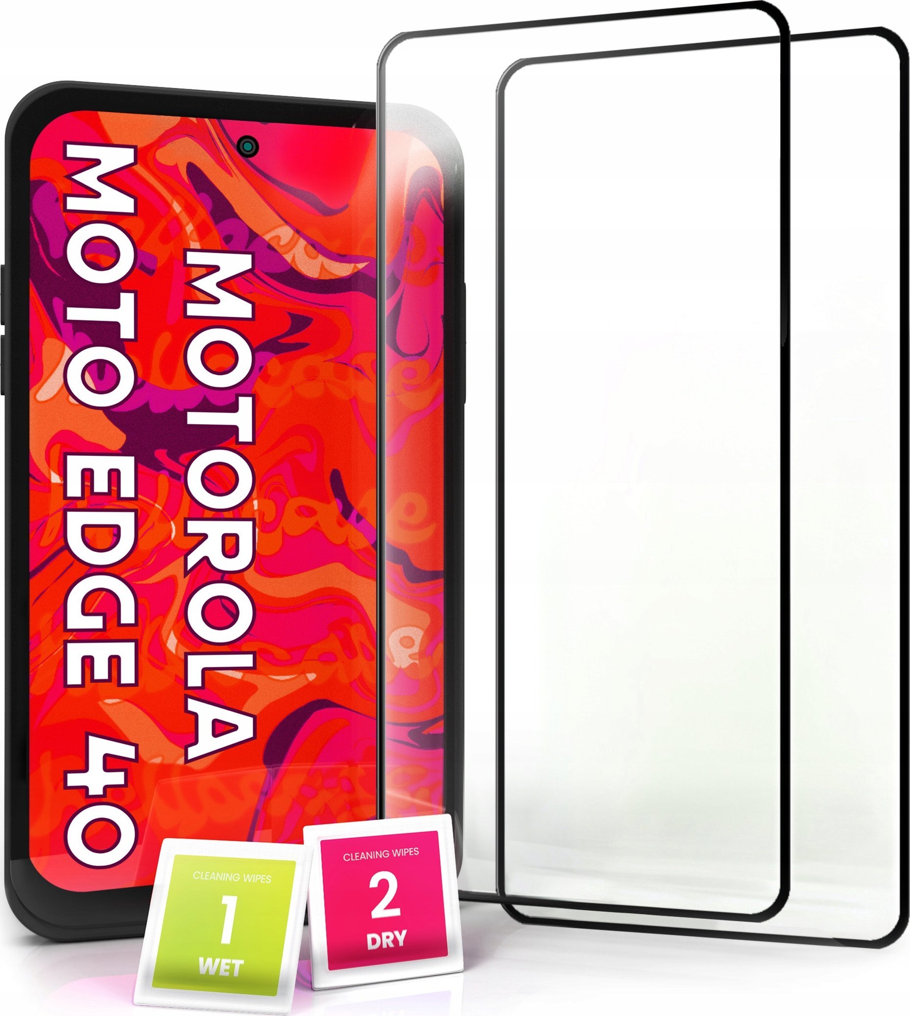 Hello Case 2-pak Szkło Hartowane do Motorola Moto 40 Edge Pełne Na cały ekran 5D 9H