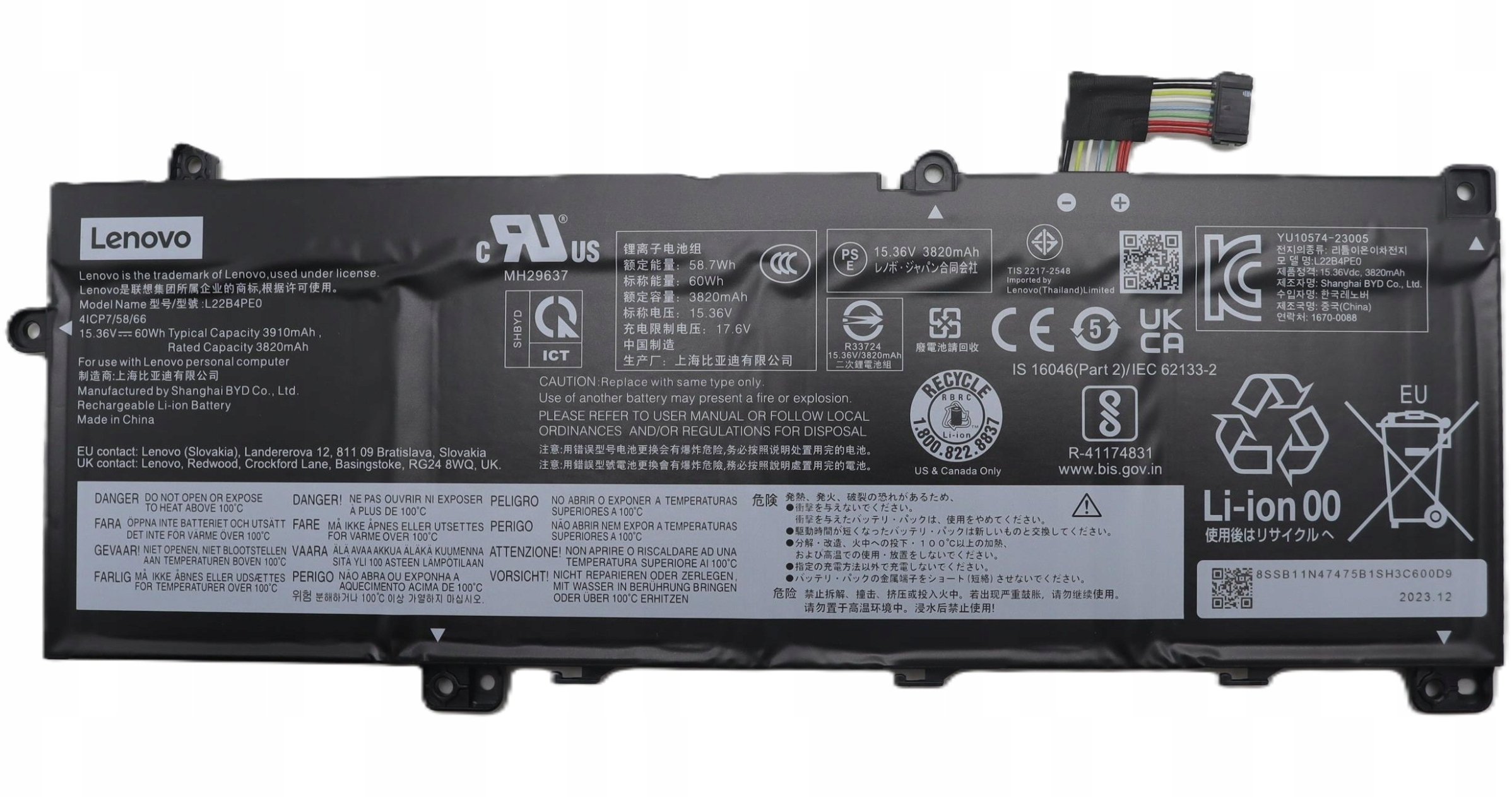 BATTERY 4cell60Wh15.36VL22D4PE0SD/C30%