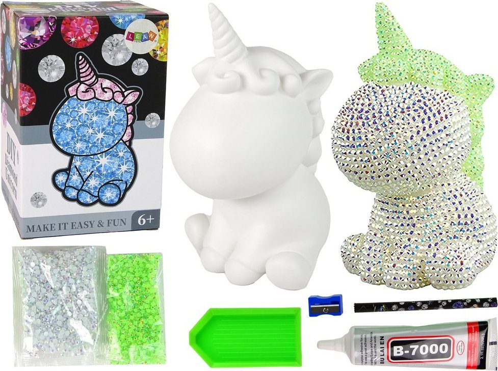 LeanToys Zestaw Jednorożec DIY Diamenty Kryształki Zielony