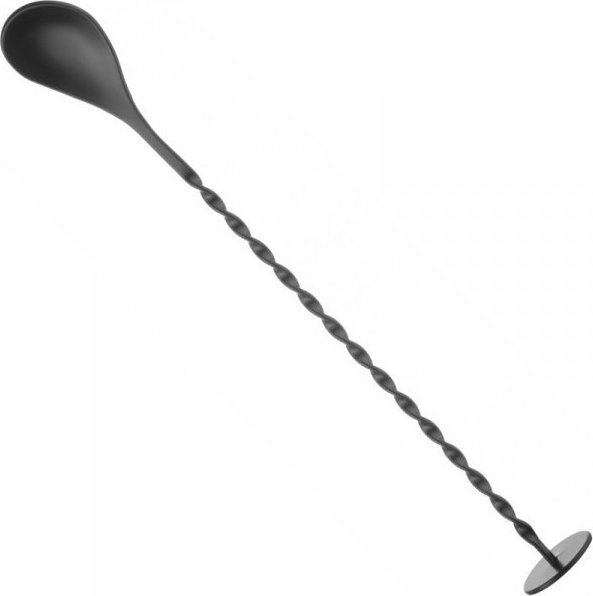 Bar Up Łyżka barmańska do drinków koktajli długa z muddlerem 280 x 35 mm - czarna
