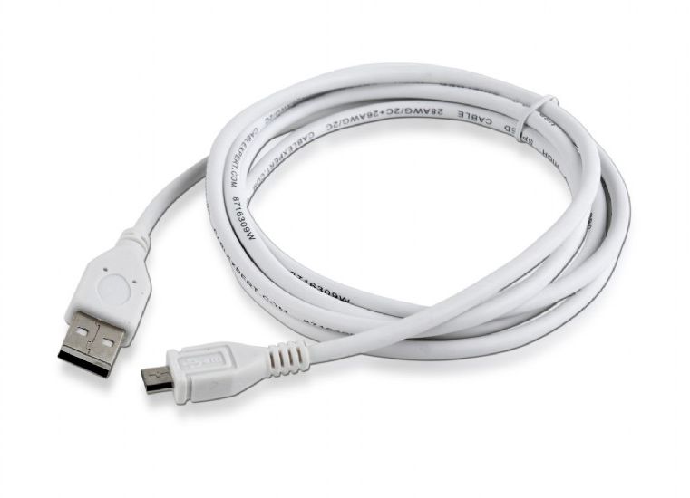 Kabel USB Gembird USB-A - microUSB 1.8 m Biały (CCP-mUSB2-AMBM-6-W)