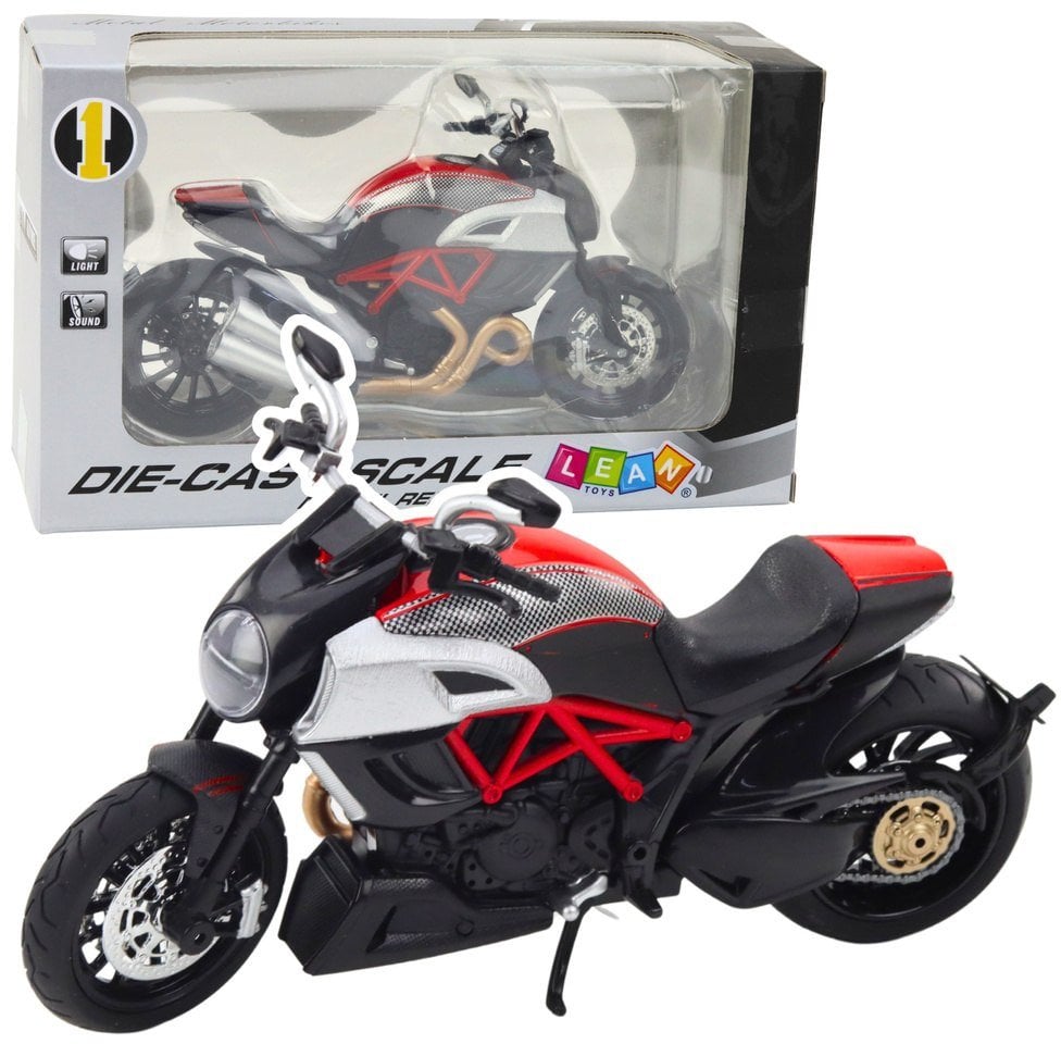 Motocykl Sportowy Metalowy Światła Dźwięki Złote Czerwone Elementy 1:12