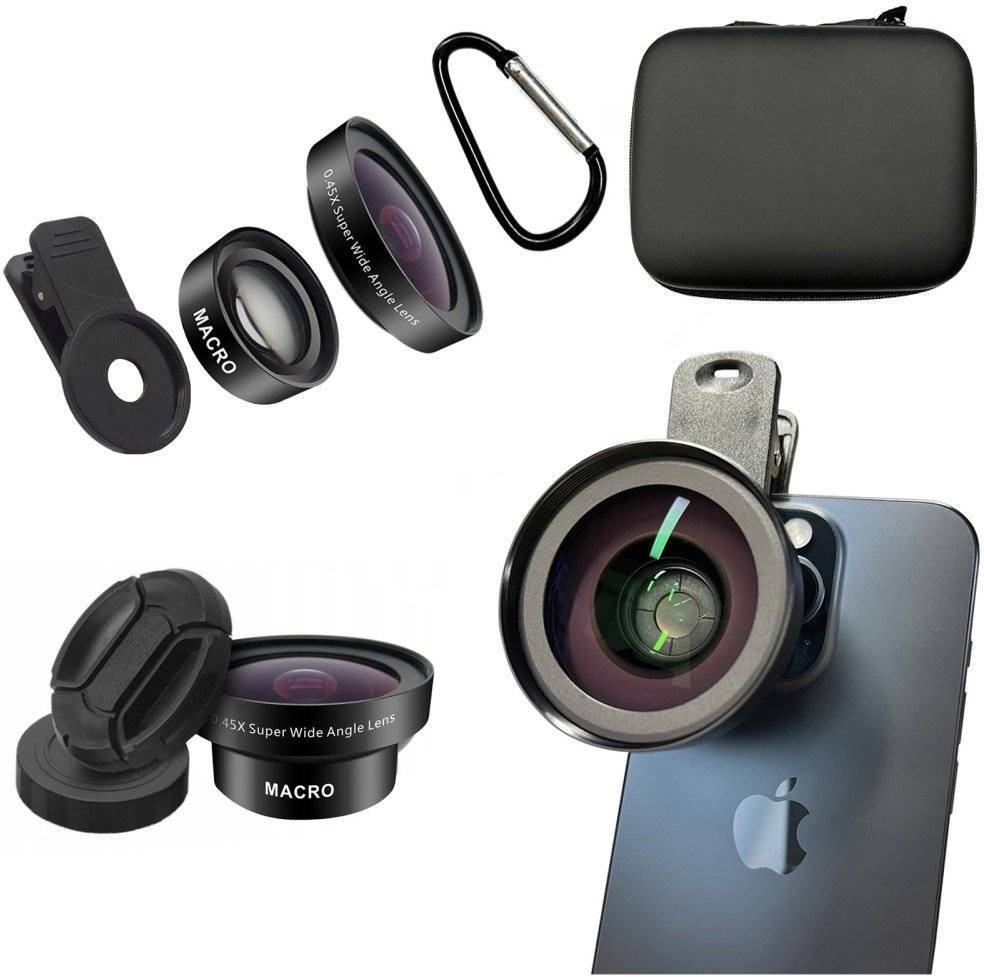 Uniwersalny obiektyw Supero na Telefonu tablet, 2w1 Makro + Szerokokątny, Klips Montażowy