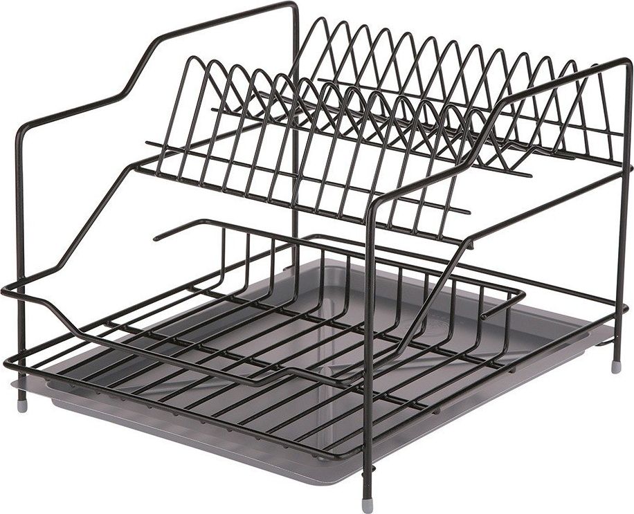 Lumarko suszarka do naczyń 2-poziomowa 30cm czarna z tacką kombo