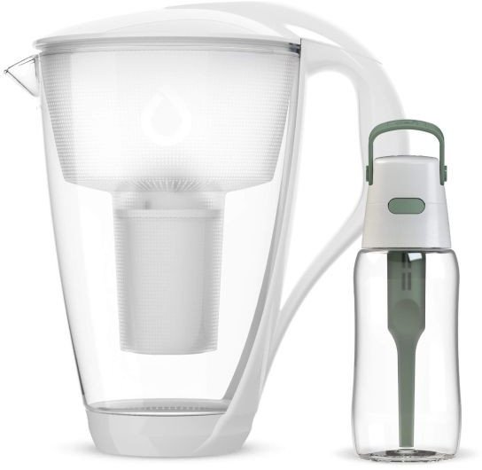 Szklany Dzbanek Dafi CRYSTAL Biały Classic z Zieloną Butelką Solid 0,5