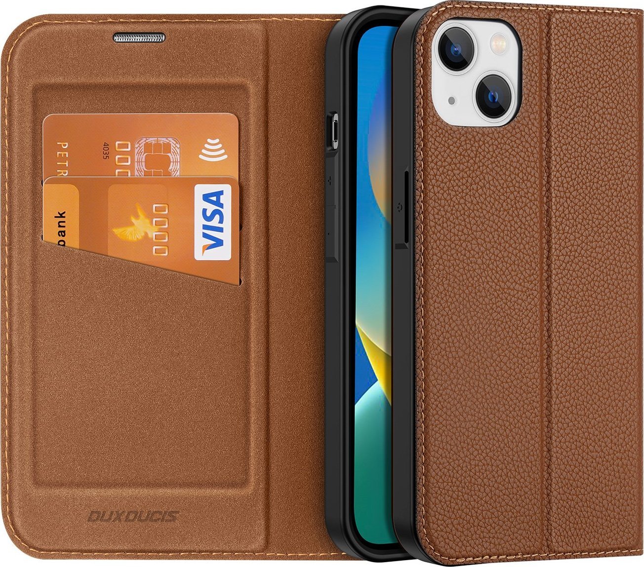 Dux Ducis Skin X2 etui do iPhone 14 Plus pokrowiec z magnetyczną klapką brązowy