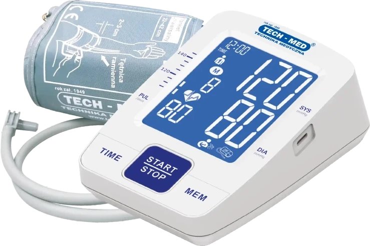 Ciśnieniomierz TMA-CONTROL 5 TECH-MED z funkcją mowy, pomiar podczas pompowania, pamięć 2x120, 22-42 cm