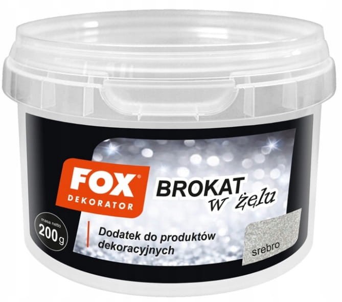 Fox Brokat do farb w żelu 200 g Srebrny