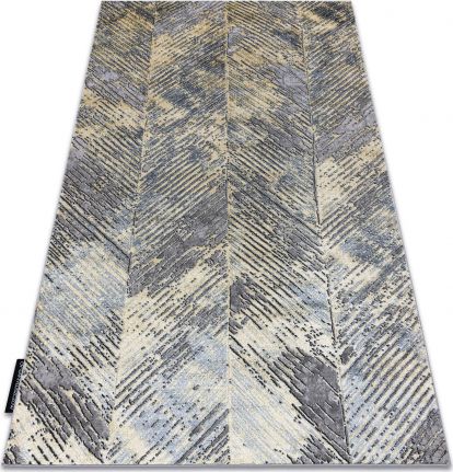Dywany Łuszczów Dywan DE LUXE nowoczesny 2087 Jodełka Chevron vintage przecierany - Strukturalny złoty / szary, 140x190 cm