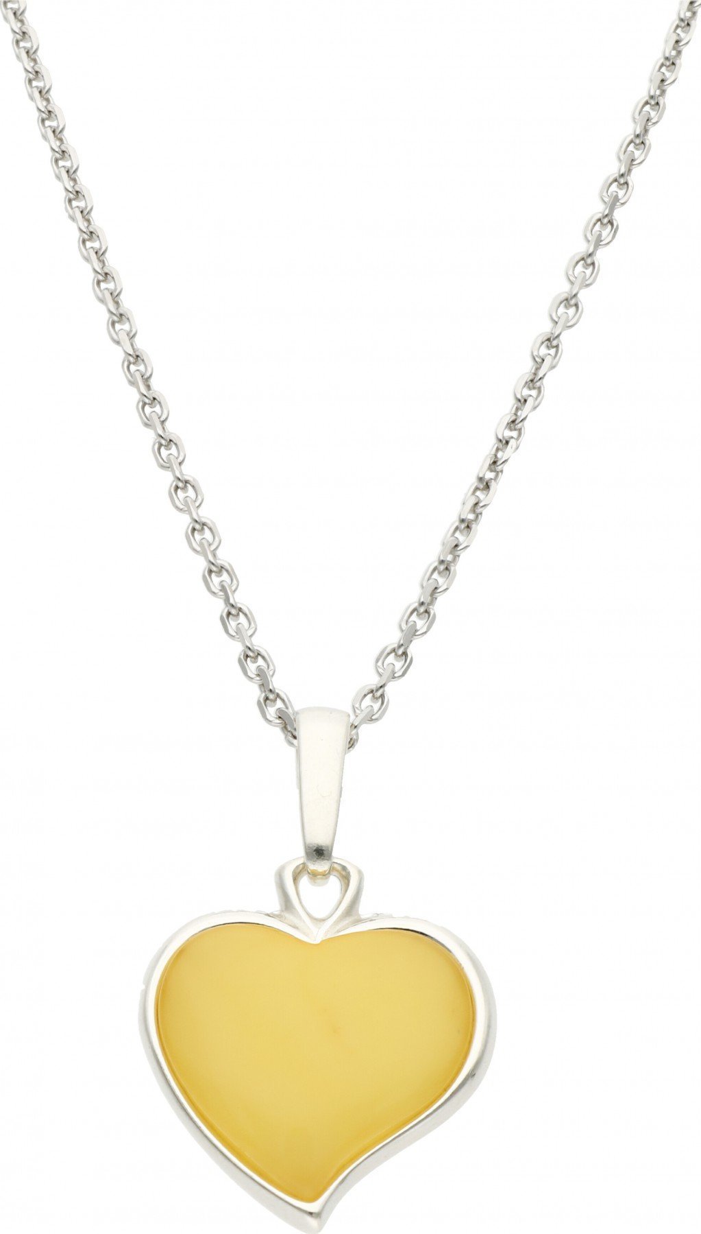 Rosanto Srebrna zawieszka z żółtym bursztynem bałtyckim w kształcie serca 925