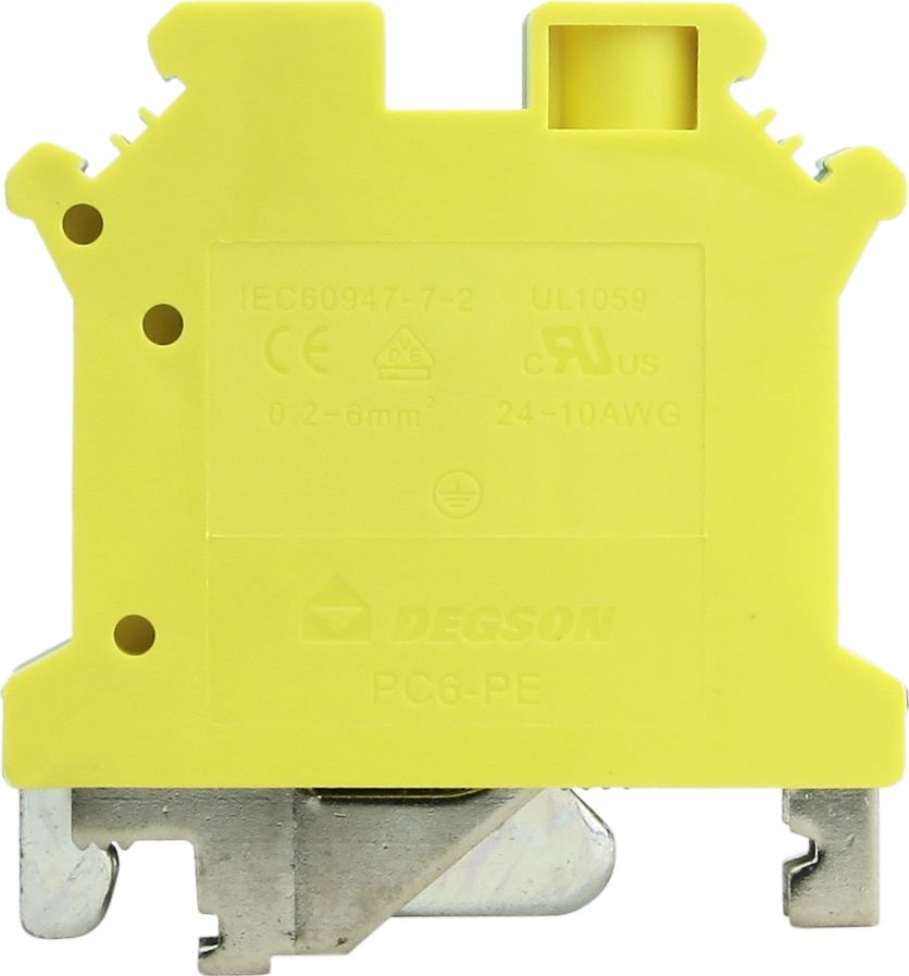 Degson Złączka szynowa przelotowa żółto-zielona PE śrubowa 6mm2 1P VDE UL