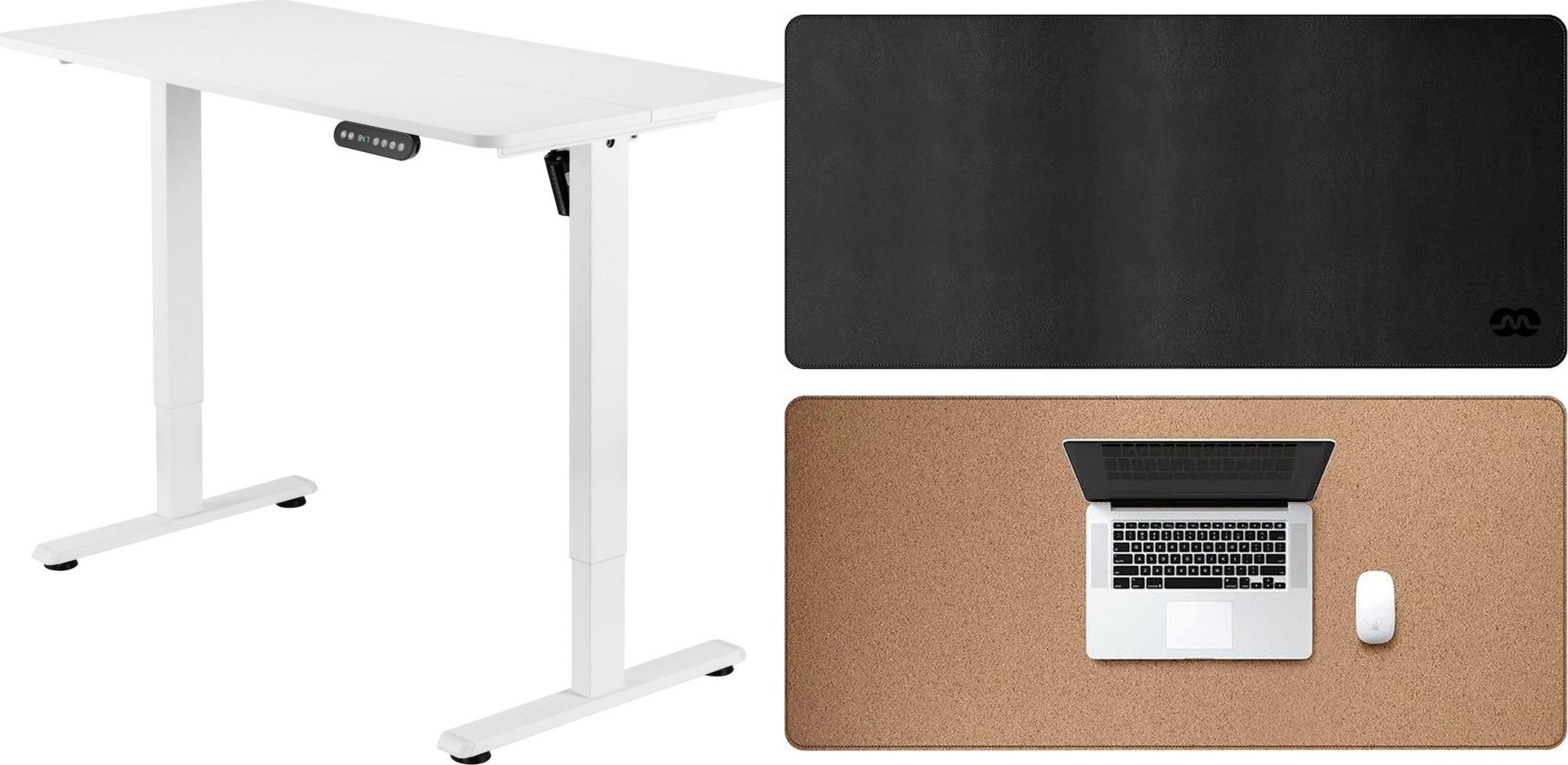 Biurko Mozos Biurko Mozos ED PRO WH Białe 120 cmx60 cm + Podkładka LDP1260 Czarna