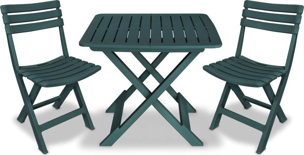vidaXL 3-cz. składany zestaw mebli bistro, plastik, zielony