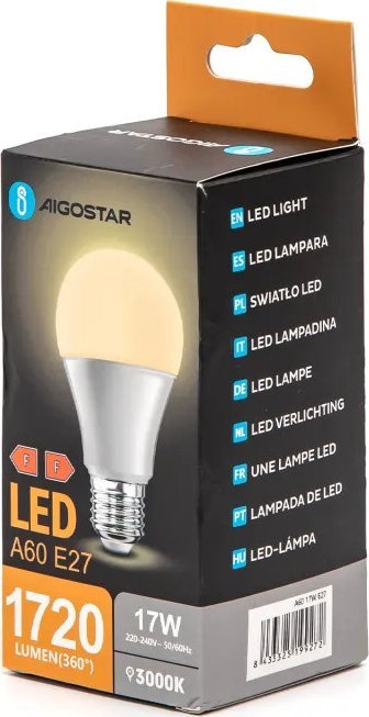 Aigostar Żarówka LED A60 E27 17W 3000k LED A60 E27 17W 3000k