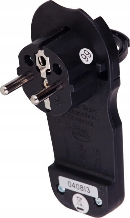 Wtyczka płaska z uchwytem czarna 7mm 2P+Z 16 A, 3500W Z uziemieniem