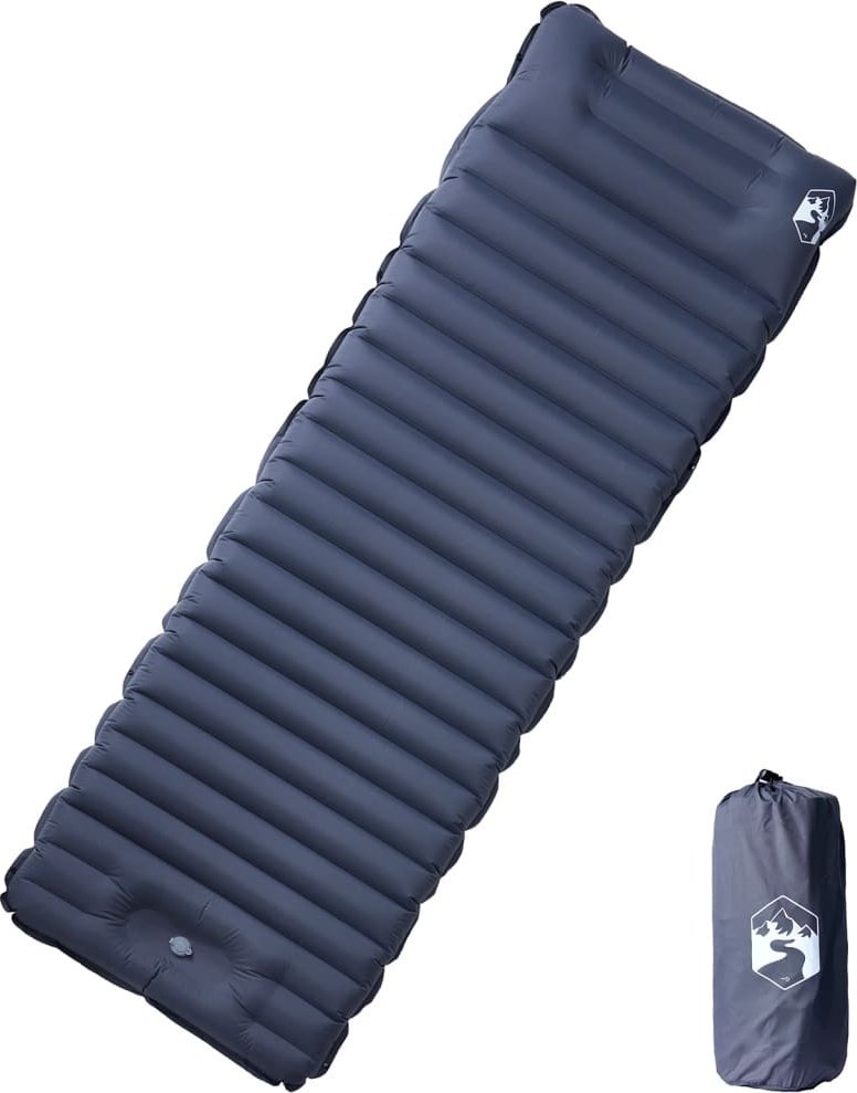 vidaXL vidaXL Materac samopompujący z poduszką, 1-osobowy, szary