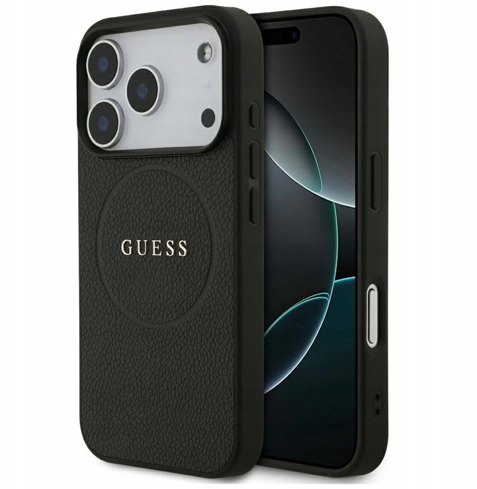 Guess Grained Ring MagSafe case for iPhone 17 Pro black