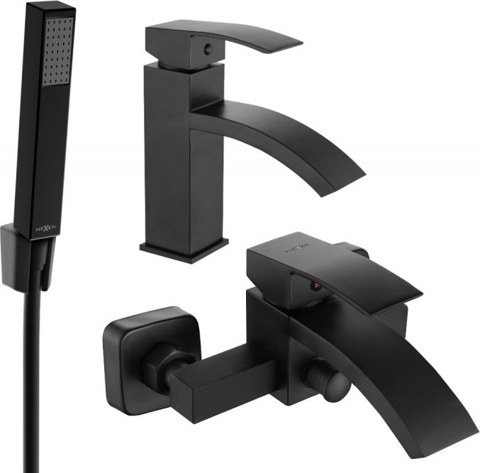 Mexen Mexen Libra R77 zestaw wannowy, czarny - 745103R77-70