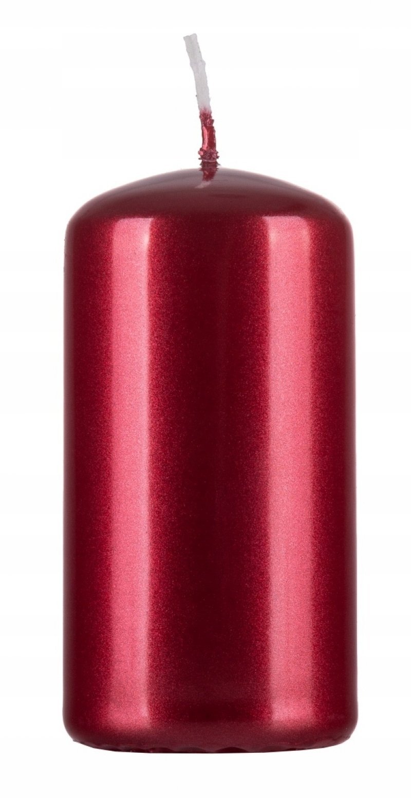 Donau Home Świeca słupek Standard Lakier, 50x100mm, 4 szt., czerwony metaliczny połysk