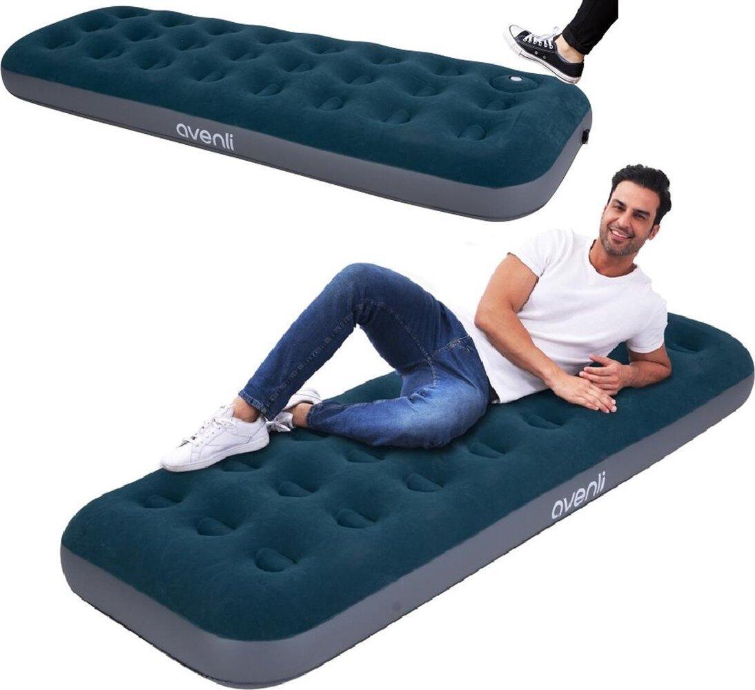 JiLong Materac dmuchany flokowany 1-osobowy z wbudowaną pompką nożną 191x73x22cm (24130)