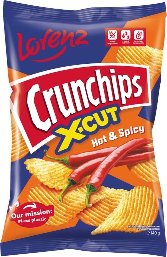 Lorenz Crunchips X-Cut Chipsy ziemniaczane o smaku ostro-pikantnym 140 g