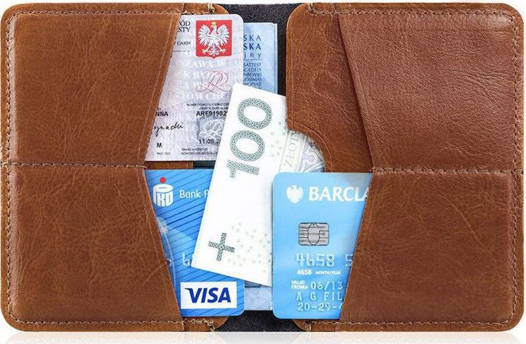 Solier Cienki skórzany portfel męski Solier SW10 brązowy