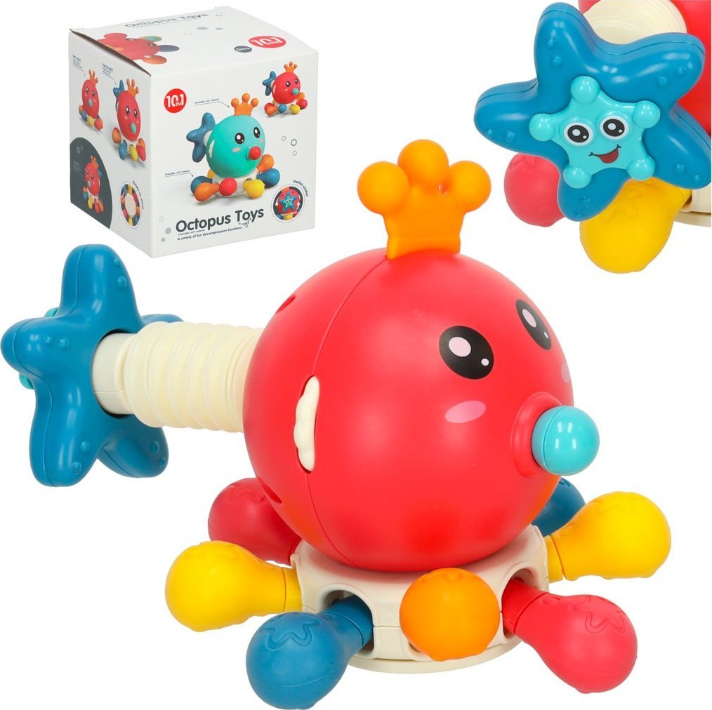 Zabawka sensoryczna gryzak dla niemowląt ośmiornica Bibi-inn czerwona Kik sp. z o.o. sp. k.