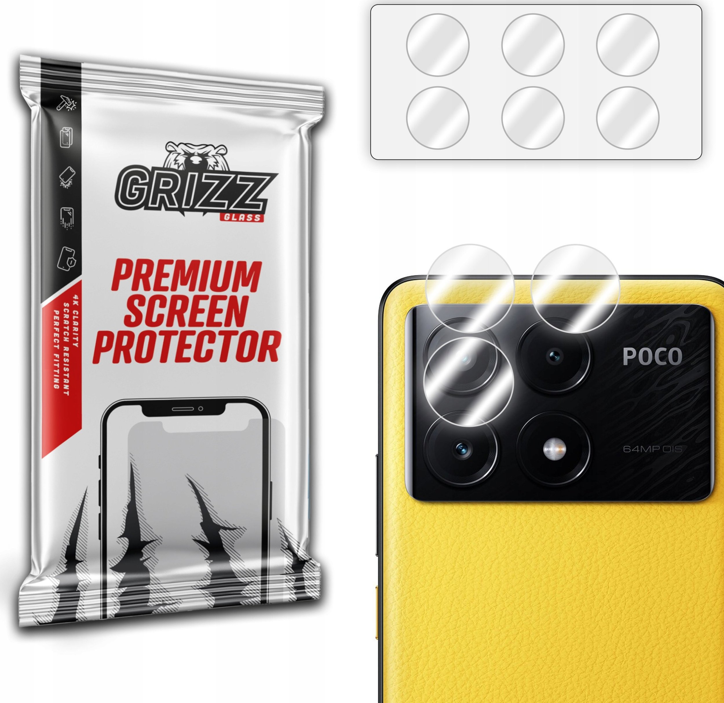 GrizzGlass Szkło na aparat GrizzGlass HybridGlass Camera do Xiaomi Poco X6 Pro